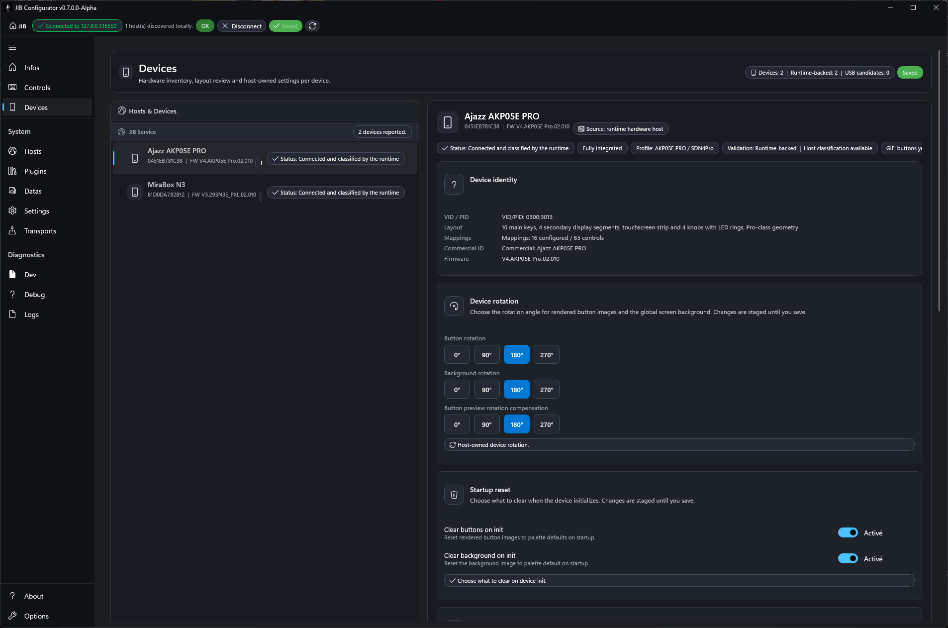 Devices tab overview